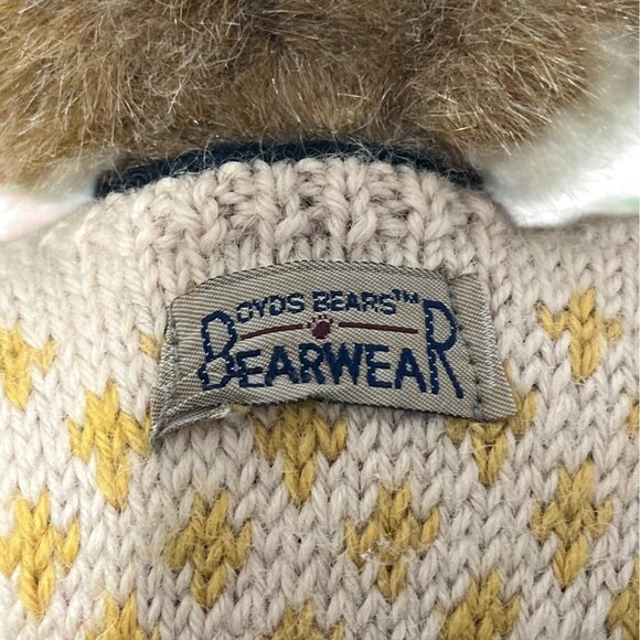 The BOYDS Teddy Bear 12" J.B. BEAN SERIES + Sweater & Bow 1995 Collectible - Picture 3 of 7